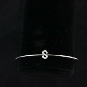 LaSoula Diamond Initial S Pendant Bracelet Silver